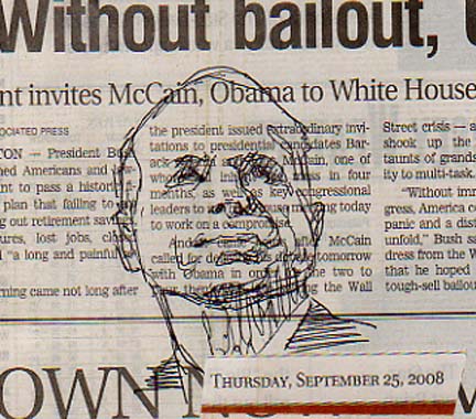 mccain_suspends Ball point pen on the morning newsprint