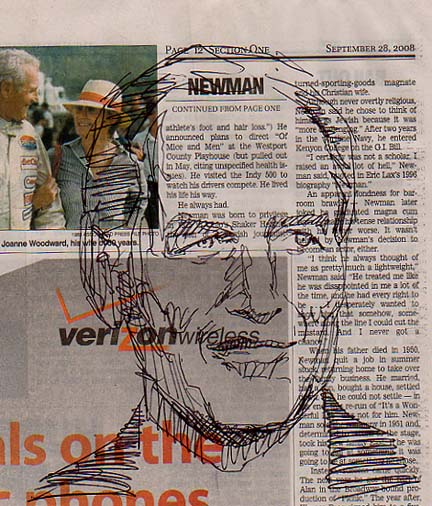 Ball point pen on the morning newsprint